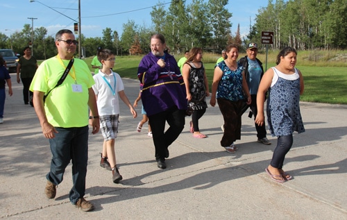 Walkers enjoy the final stretch on the way to Pinawa.