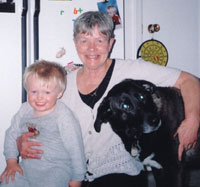 Sheila Craig with grandson Logan and her dog Klaua. 