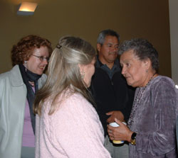 Gladys talks to people after a screening. ANGLICAN VIDEO