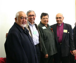 L-R:Canon Hone T. Kaa, Canon Sidney Black, Ms.Donna Bomberry, Archbishop Te Wakahuihui Vercoe, Primate of New Zealand, at the 13th Synod of the Maori Anglican Church. ANGLICAN CHURCH OF NEW ZEALAND