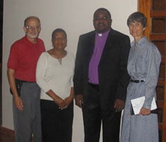 From L-R: Rev.Stanley Isherwood, Clementina Thomas, Bishop Wright and Rev. Tess Medows. CLEM THOMAS