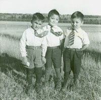 'St. John's School, Chapleau - William, Philip, and Bernard, 194-,' one of the photos reviewed by archives staff. GENERAL SYNOD ARCHIVES