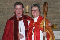National Bishop Susan Johnson, ELCIC, stands with Archbishop Fred Hiltz, Primate of the Anglican Church of Canada, at her September 29 ordination service 