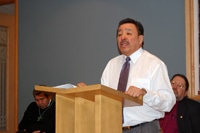 Grand Chief Stan Beardy speaks to Church House on Jan. 21 