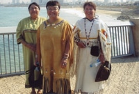 (L-R) Elizabeth Beardy, Jeannie Borne, and the Rev. Nancy Bruyere, three Canadian Aboriginal delegates. 
