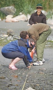 Justice camp participants study water systems at the 2007 environment justice camp, Victoria, B.C.