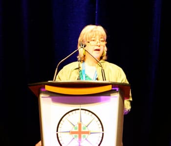 Janet Marshall, chair of Faith, Worship and Ministry, reports of the work of the committee since General Synod 2007. TRINA GALLOP/GENERAL SYNOD COMMUNICATIONS