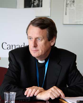 Rev. Canon Kenneth Kearon, General Secretary of the Anglican Communion participates in a media conference at General Synod 2010. TRINA GALLOP / GENERAL SYNOD COMMUNICATIONS