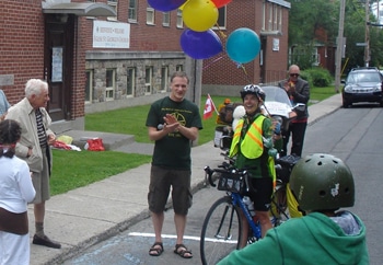 The 18-day Tour de PWRDF finished with balloons and celebration in Sainte-Anne-de-Bellevue, Que. PHOTO COURTESY OF PWRDF
