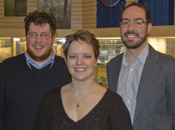 The 2010 theological student interns and bloggers: William Ferrey, Kerri Brennan, and Robert Camara (L-R). 