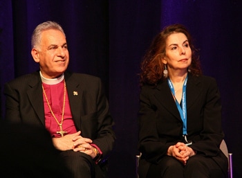 Bishop Suheil Dawani of Jerusalem and his wife Mrs. Shafeeqa Dawani address General Synod members on June 5, 2010. TRINA GALLOP / GENERAL SYNOD COMMUNICATIONS