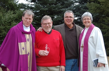 Anglican and Lutheran leaders will travel to Jerusalem May 15 to 21: (L-R) Archbishop Fred Hiltz, the Very Rev. Peter Wall, Bishop Michael Pryse, and Bishop Susan C. Johnson. They will be joined by Vianney (Sam) Carriere, General Synod's director of Resources for Mission and Communications and Information Resources.