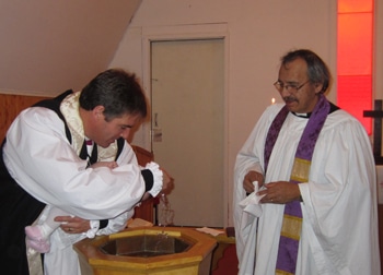 Bishop of Saskatchewan and chair of Council of the North, the Rt. Rev. Michael Hawkins and the Rt. Rev. Adam Halkett, Diocesan Indigenous Bishop of Saskatchewan. 