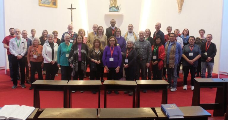 Council of General Synod members gather at the end of their closing Eucharist in the chapel of the Queen of Apostles Renewal Centre on March 9. Photo: Matthew Puddister