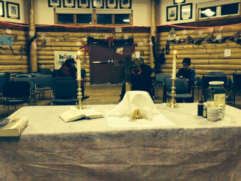 Preparations are made for a healing service in the community of Old Crow