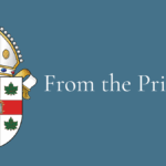 Banner on a blue background featuring the coat of arms of the Primate of the Anglican Church of Canada on the left, and the words ‘From the Primate’ in white text on the right.