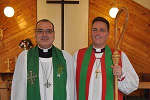 The Rev. Ajji (left) with Bishop Michael Hawkins during his installation on Sunday Feb. 10, 2019. Photo courtesy of Rev. Eyad A Ajji 