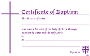 Certificate of baptism