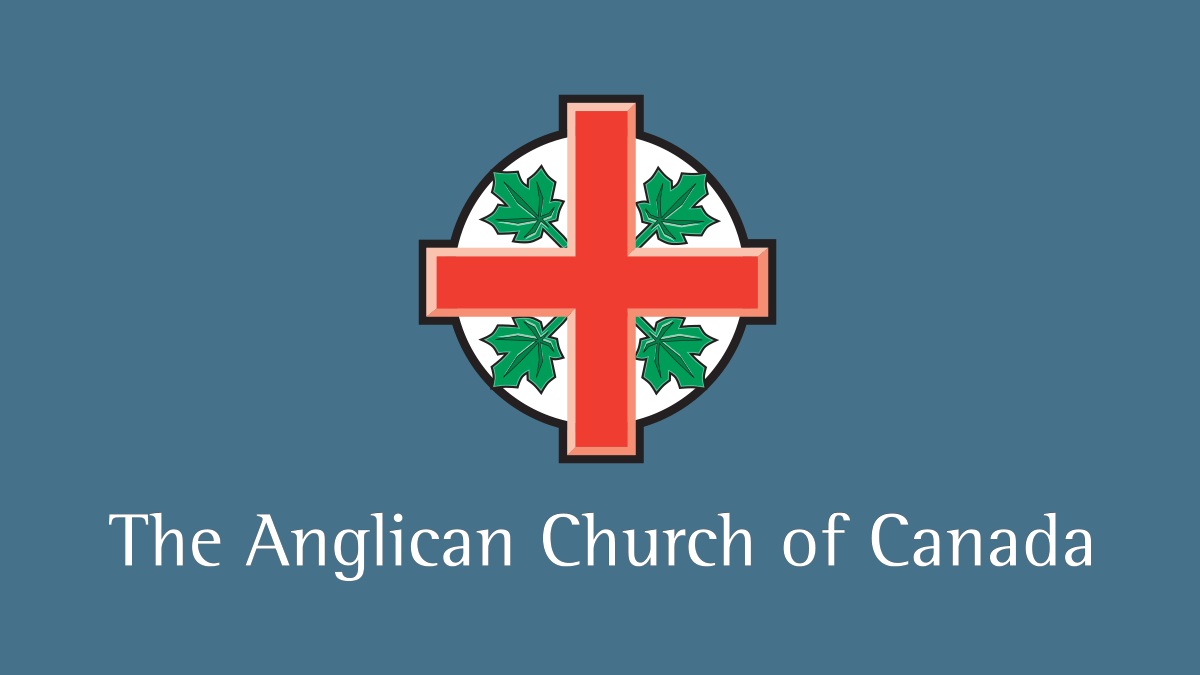 Banner with the emblem of the Anglican Church of Canada—a red cross with four green maple leaves—above the words ‘The Anglican Church of Canada’ on a dark blue background.