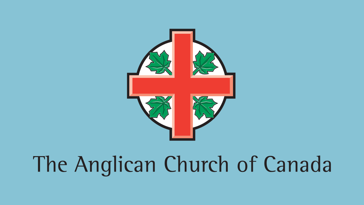 Banner with the emblem of the Anglican Church of Canada—a red cross with four green maple leaves—above the words ‘The Anglican Church of Canada’ on a light blue background.