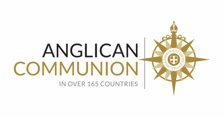 Logo of the Anglican Communion featuring a compass rose and the text "Anglican Communion in over 165 countries," representing the global nature of the church.