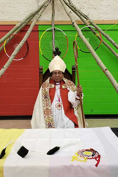 Bishop Isaiah Larry Beardy during his consecration ceremony at Sagkeeng First Nation in Tataskweyak, Man. on Sep. 23, 2018. Photo: Melanie Delva