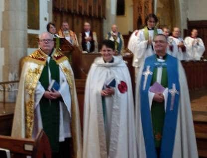 The three new Canons are presented. From left to right: Canon David Greenwood, Canon Michelle Staples and Canon Rick Durrett.