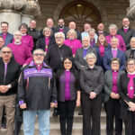 The Canadian House of Bishops on the front steps at the Monastery of Mount Carmel Spiritual Retreat and Conference Centre in Niagara Falls, Ontario.