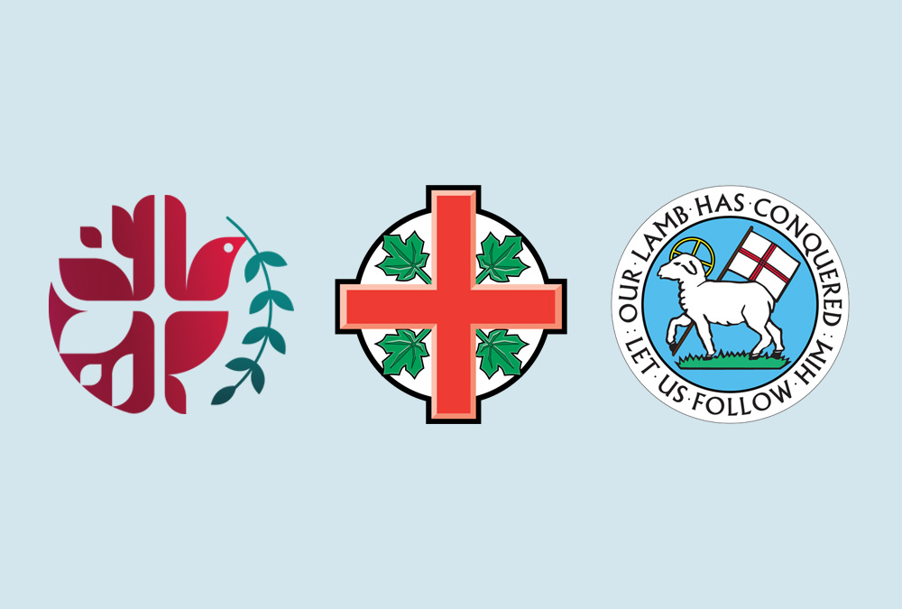 ELCIC, Anglican Church of Canada and Moravian Church logos on a light blue background