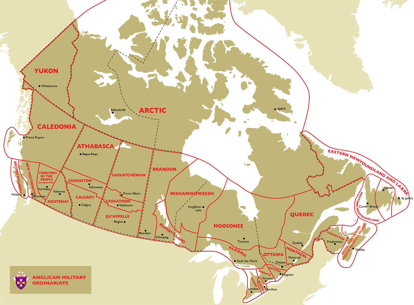 Map of Canada showing provincial and territorial boundaries, along with major geographical features and labels for regions, providing a clear overview of the country's political divisions.