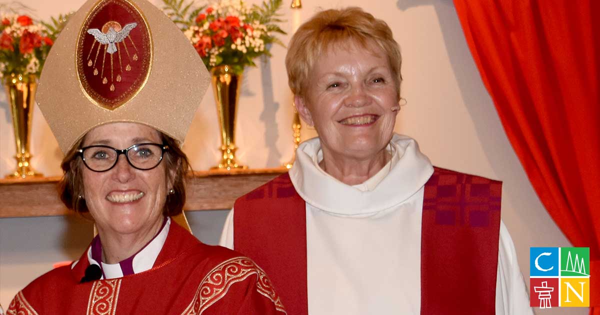 The Rev. Diane Hilpert Mcilroy (R) with Archbishop Anne Germond